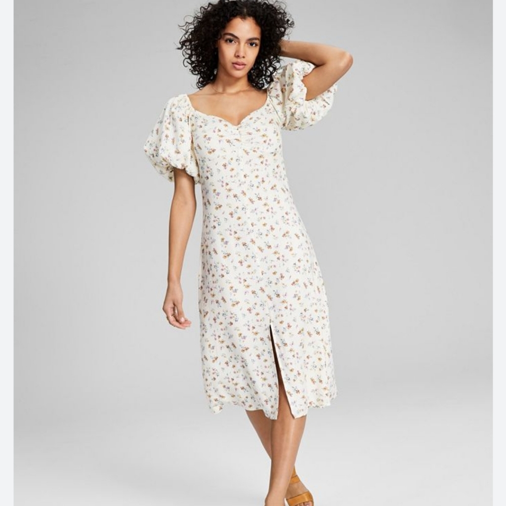 NWT And Now This Cream Floral A Line Summer Dress